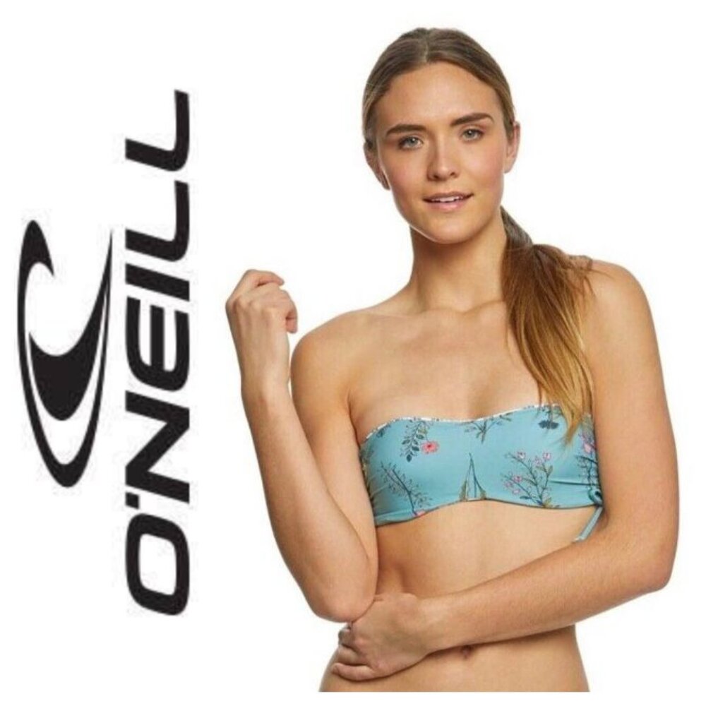 O'Neill Sage & White XL Piper Reversible Bandeau Bikini Swimsuit Top